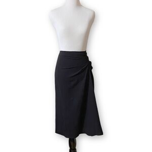 NINE WEST Women’s Size Small Black Chiffon Bottoms Side Ruched Midi Skirt